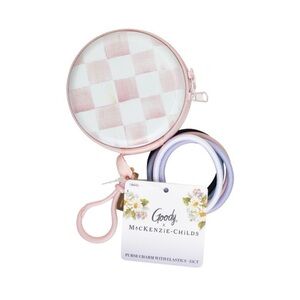 Goody x MacKenzie Childs Pouch Rosy Check Purse Charm 15ct Elastic Hair Ties New
